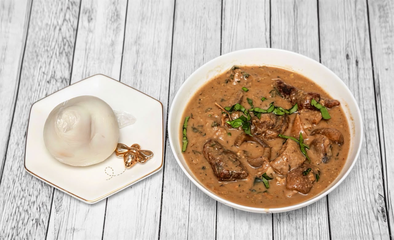Nsala soup with a choice of swallow